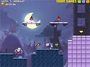 Vegan Vampire platformer game screenshot, vampire running and collecting healthy snacks