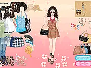 Fashion game image showing a model in a trendy Korean summer resort outfit posing by the beach