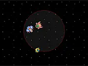 Space Bouncers 2-player game screenshot, space shuttle arena battle, free online multiplayer physics game, competitive spaceship fighting