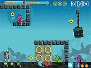 Screenshot of Alien Killer, an action shooter game where the main character is shooting a group of green aliens while throwing a grenade.