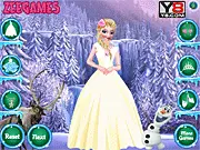 Princess Elsa dress up game screenshot, free online fashion makeover game, help Queen Elsa choose perfect dress, play free on PlayArcadeHub