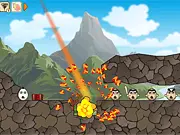 Disaster Will Strike 6 free online puzzle game showing an earthquake tremor destroying wooden planks and rolling an egg off a cliff
