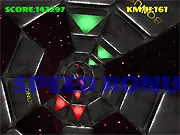 Tunnel Tumbler free online arcade game screenshot, showing a ball or shape rushing through a neon tunnel filled with dangerous holes to avoid.