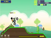 Blast Rider free online racing game screenshot, showing a motorcycle performing a mid-air stunt over an enemy rider, with nitro engaged.