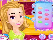 Princess Amber Fairy-tale Ball dress-up game image showing Princess Amber wearing an elegant purple royal ball gown and a sparkling tiara