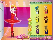 Ballet Girl dress up game screenshot showing a ballerina model wearing an elegant tutu and pointe shoes