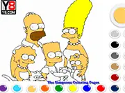 The Simpsons Coloring game screenshot, featuring Homer, Bart, Lisa, Marge, and Maggie, play free online coloring game