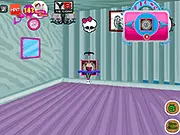 Frankie Stein Room Decoration free online game screenshot showing Monster High themed room items