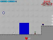 Screenshot of Karoshi: The Puzzle Platformer showing the small salaryman figure standing near a wall of deadly spikes.