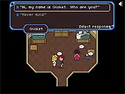 Pixel art screenshot from Why Am I Dead - Rebirth showing a ghost possessing a living person in a dark hotel room to solve a mystery