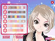 Screenshot of the Furry Fuzzy Animal Hat Fashion game showing a stylish girl wearing a cute animal-ear beanie and an elegant dress.