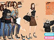 Screenshot from Intimate Housewife Dress Up game showing a fashionable woman in elegant casual attire
