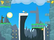 Llamas in Distress puzzle game screenshot, showing an adorable llama floating or falling due to a gravity power mechanic in a challenging level.