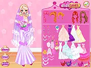 Beautiful Wedding Dress Up game screenshot featuring a beautifully dressed bride in a white gown and veil, styled in the free online game.