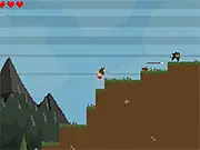 Gameplay screenshot of Kill Billfoot, showing the hero character with a spear fighting a monster in a dark, side-scrolling platformer environment, free online game