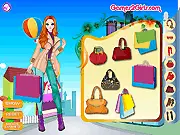 Shopping Fashion Snap game image, showing a stylish girl trying on a new coat, trendy skirt, and casual shirt during a wardrobe shopping trip.