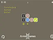 Sum Tracks free online math puzzle game screenshot - Dragging a square sum-tile through round number tiles to reach zero
