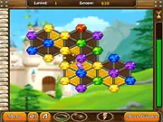 A screenshot of the puzzle board in Gold of Knights Match 3 showing figures arranged in triangles