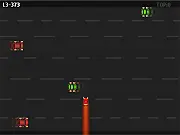 A pixelated character attempting to run across a busy street filled with high-speed cars in the free online game Hi-Speed Road-Cross