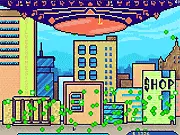 Granny's Abduction free idle clicker game controlling a UFO for money and upgrades on PlayArcadeHub