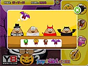 Pou Halloween Slacking game screenshot, Pou making a Jack-O-Lantern and catching a ghost, slacking game, Play Pou Game Free Online