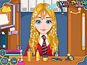 Fabulous Back To School Hairstyles game screenshot, girl getting her hair washed and styled, hair salon game for girls, step-by-step styling, Play Free Online Game