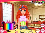 Woman with long, straight hair being styled with products and tools to create voluminous, sassy curls in the online hair game