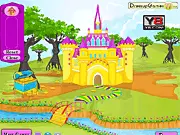 Screenshot of Dream Land Decor online game showing a whimsical room filled with fantasy-themed furniture and accessories