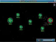 Planetary nodes connected by lines of space fleets in the strategy game Galactic Lords