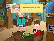 CrazyDad A Day at the Library free online game playing as a librarian dealing with hooligans on PlayArcadeHub