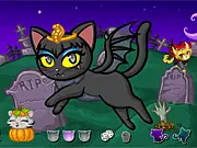 Play Purrfect Kitten Halloween Dress Up free online, a game where you customize a kitten's fur, choose spooky costumes, and add wings and makeup for a Halloween look on PlayArcadeHub.