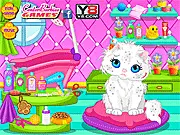 Play Cute Cat Bathing and Care free online pet game, helping Barbie groom and feed her cat