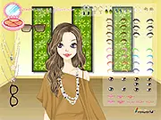 Woman wearing bold, beautiful shiny earrings and a stylish outfit in the Shiny Earrings free online dress up game
