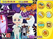 Elsa Halloween Slacking free online game, Princess Elsa sneaking in fun activities instead of boring Halloween preparations, slacking game on PlayArcadeHub