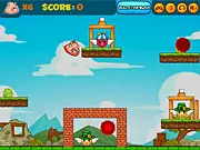 A launched pig projectile flying toward several birds and a one-way portal in the Pig Destroyer free online physics puzzle game