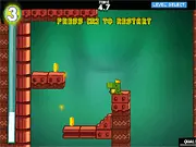 Chompy The Greedy Crocodile jumping in an action platformer level to collect coins and gold treasures.