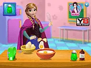 Anna Cooking Frozen Cake Game Screenshot, Princess Anna Decorating a Cake, Free Online Baking and Decorating Game