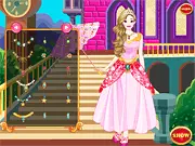 Princess at Water Park free online dress up game, girl in a gown/swimsuit next to a water slide on PlayArcadeHub