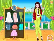 Tea Time Dress Up free online game screenshot showing Ellie wearing a fancy, classy dress and a wide-brimmed hat