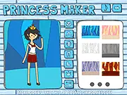 Princess Maker Flash free online dress up game screenshot showing a fully customized princess character in an elaborate ballgown