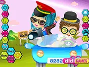 Screenshot of Summer Vacation Couple Dress Up free online game showing the lovely couple choosing dresses and accessories for their summer holiday trip
