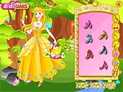 Spring Flowers Princess free online dress up game, girl wearing a floral dress in a garden background on PlayArcadeHub