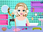 Screenshot of Princess Wedding Salon free online game showing the princess getting a full makeover and makeup session before shopping for her wedding dress