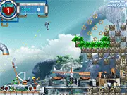 Play The Robominers free online physics puzzle game with catapult launches