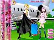 Trip to Paris free online dress up game screenshot with Angelina and Lilia at the airport, fashion game