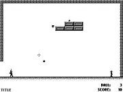 Homuran game screenshot showing crosshairs aiming a ball to break colorful bricks