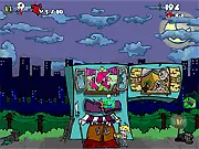 My Monster Ex's free online game screenshot showing the character Chet running from several cartoonishly angry ex-girlfriends