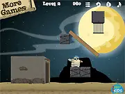 Put in Jail free physics puzzle game screenshot showing a barrel rolling toward a criminal figure near a jail door