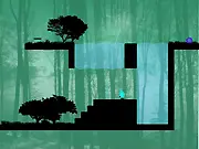Thermo free puzzle platformer game screenshot showing the character standing on a block of ice with liquid water below and temperature controls