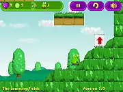 Super Squelch alien adventure game screenshot, character jumping to find batteries and kids on Earth online